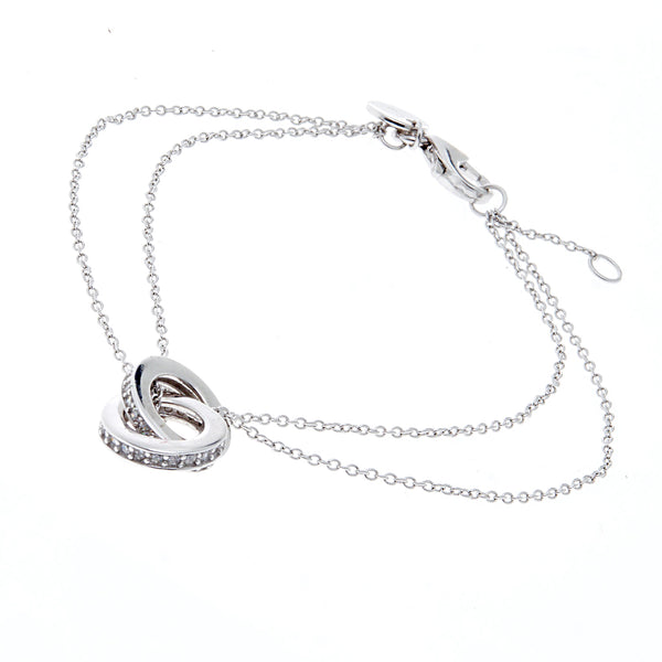 Olympia - Rhodium interlock cubic zirconia double chain & bracelet