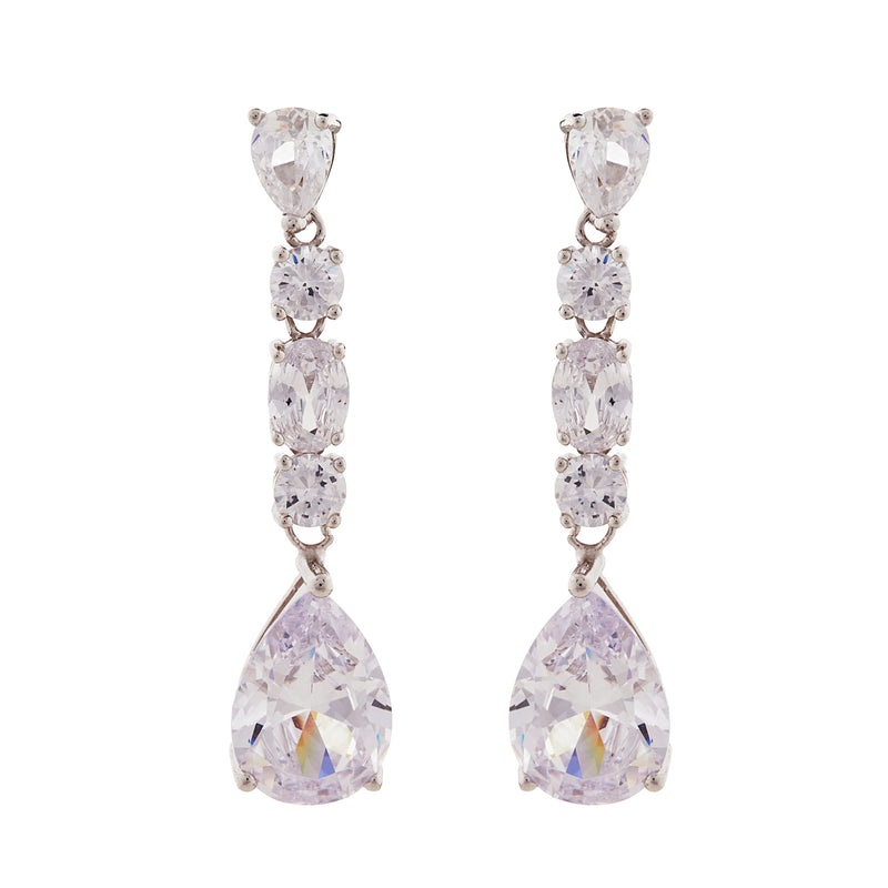 Silver Cubic Zirconia Chandelier Earrings