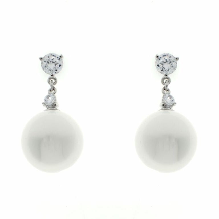 Pearl and cubic zirconia earrings