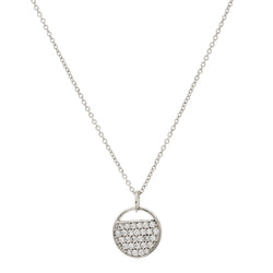 Penny Silver round Cubic zirconia tag necklace