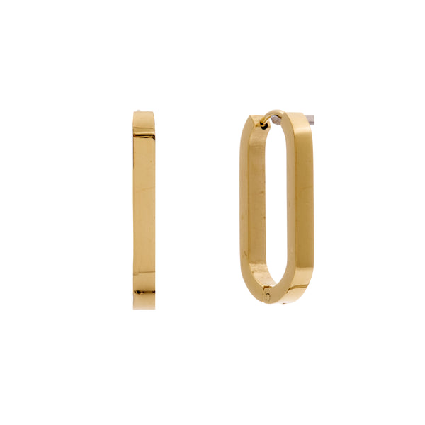 MONA-Gold Plate Stainless Steel Oval Hoop Earring