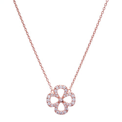 Rose Gold Flower Cubic Zirconia Necklace