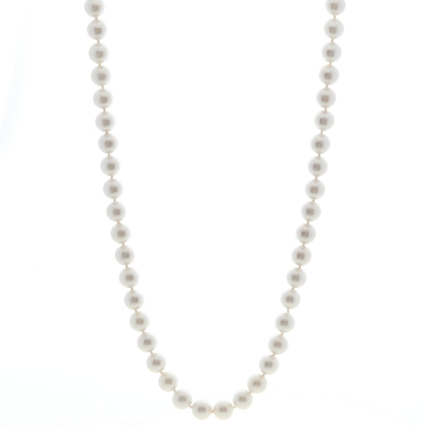 Classic Round White 12mm Pearl Necklace - Long 90cm