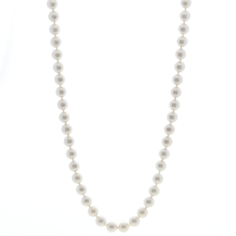 Classic Round White 12mm Pearl Necklace - Long 90cm