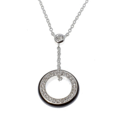 Sterling silver, CZ & Black Pendant Necklace