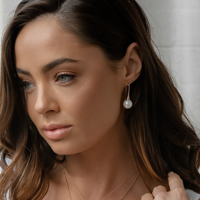 Bella Rose Gold Pearl Drop Earrings