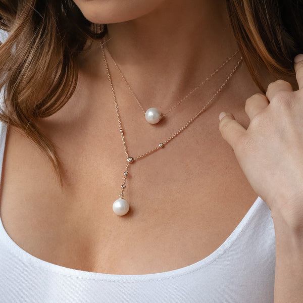 Issy Pearl Drop Rose Gold Necklace