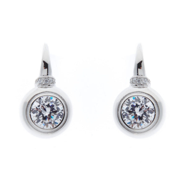 Large Round Cubic Zirconia Hook Earrings