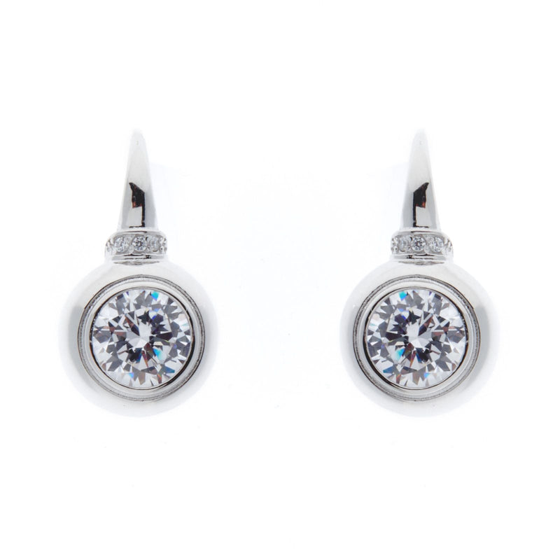 Large Round Cubic Zirconia Hook Earrings