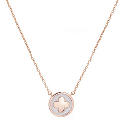 Flower White Enamel & Rose Gold Necklace
