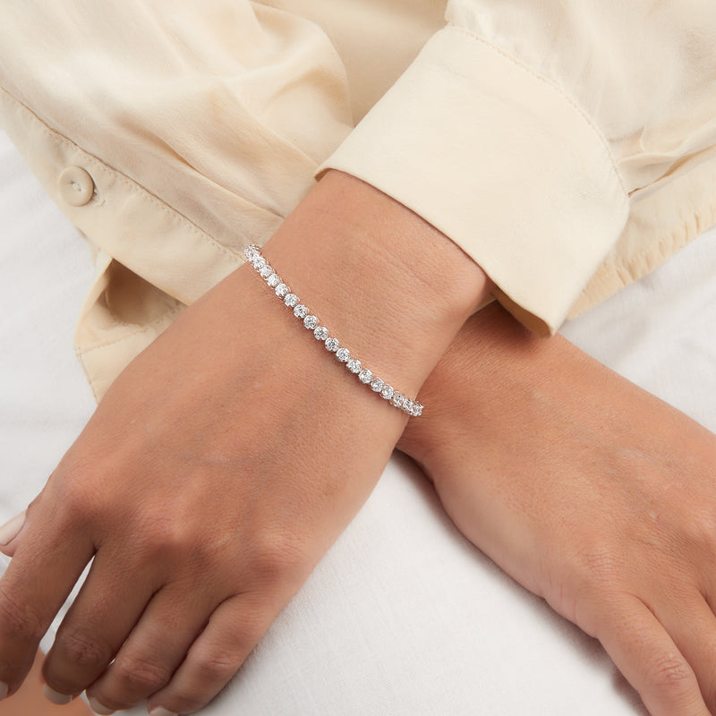 Clementine Rhodium Plated Round Cut CZ Tennis Bracelet
