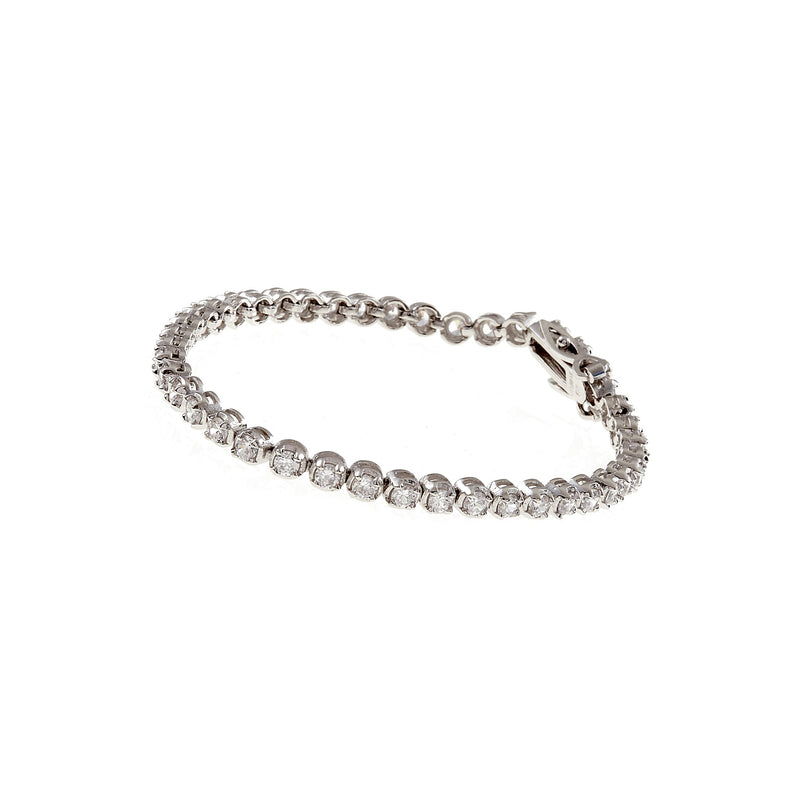 Clementine Rhodium Plated Round Cut CZ Tennis Bracelet