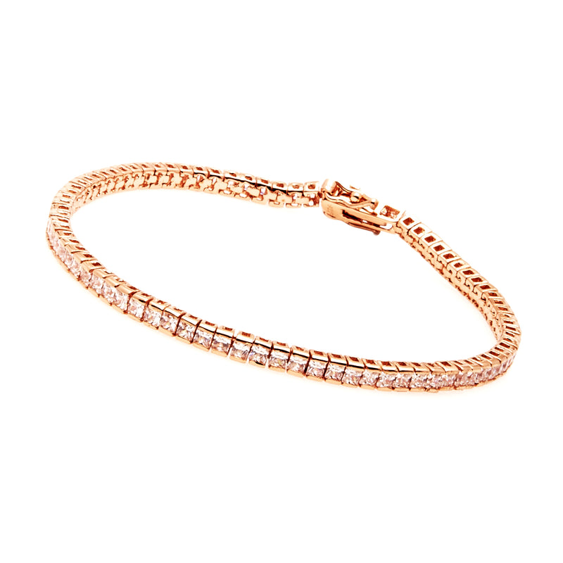 3mm Rose Gold Princess Cut Bracelet