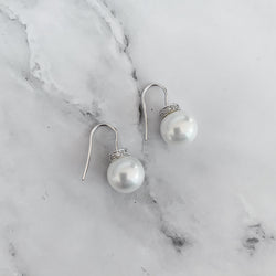 Pearl Earrings on Rhodium French Hook