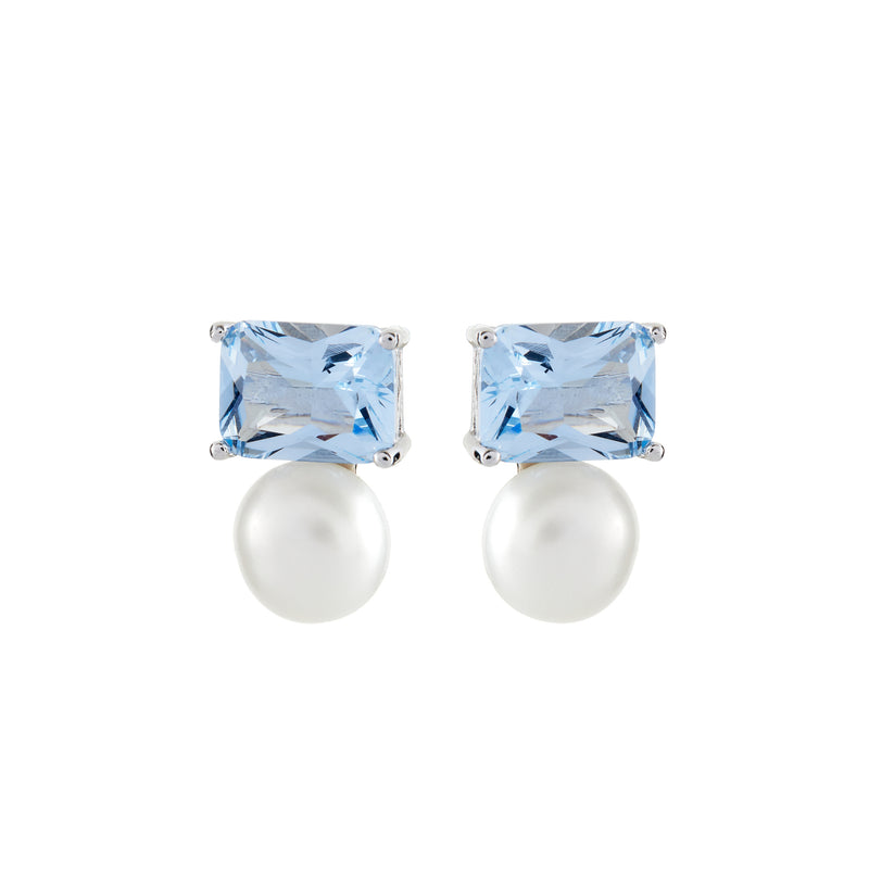 Chanelle Blue Rectangle & Pearl Earrings – Sybella Jewellery