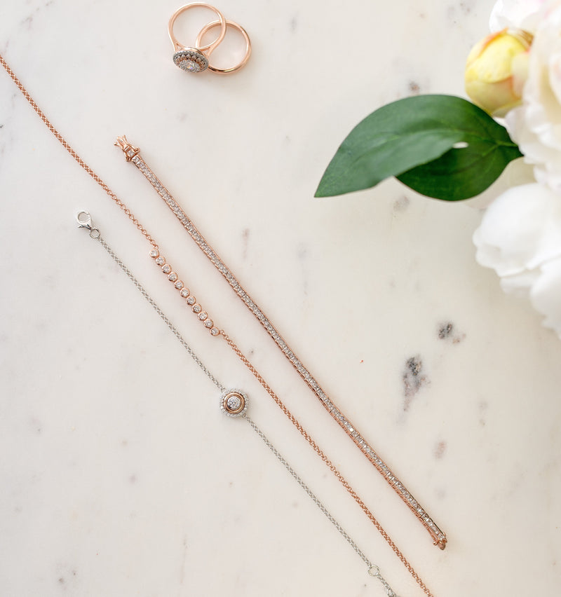 3mm Rose Gold Princess Cut Bracelet