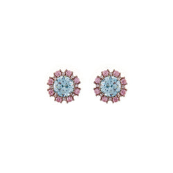Hallie Aqua & Light Pink Stud Earrings