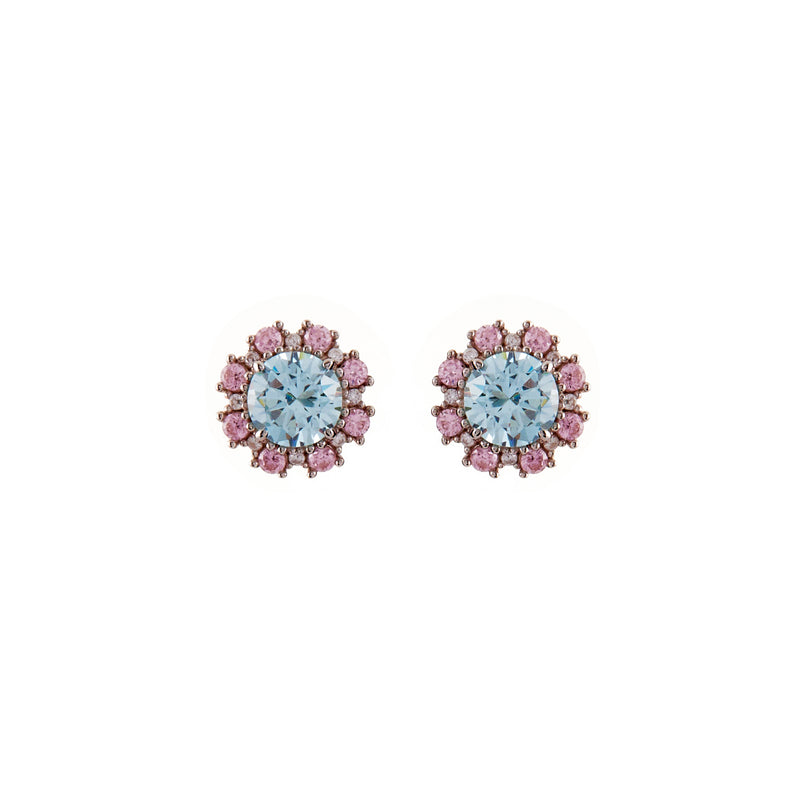 Hallie Aqua & Light Pink Stud Earrings