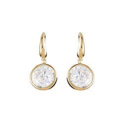 Avery Bezel Gold Drop Hook Earrings