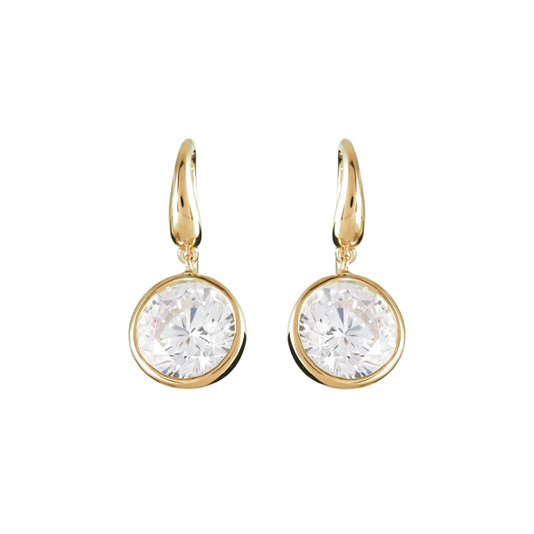 Avery Bezel Gold Drop Hook Earrings