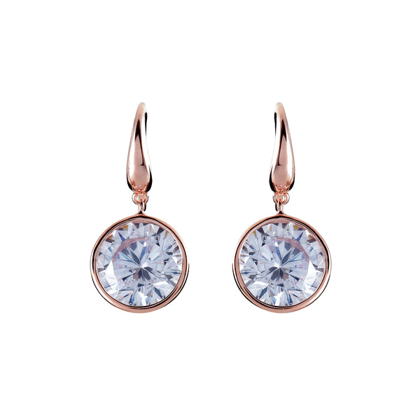 Avery Bezel Rose Gold Drop Hook Earrings