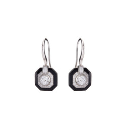 Mason Black & Clear Square Art Deco Earrings