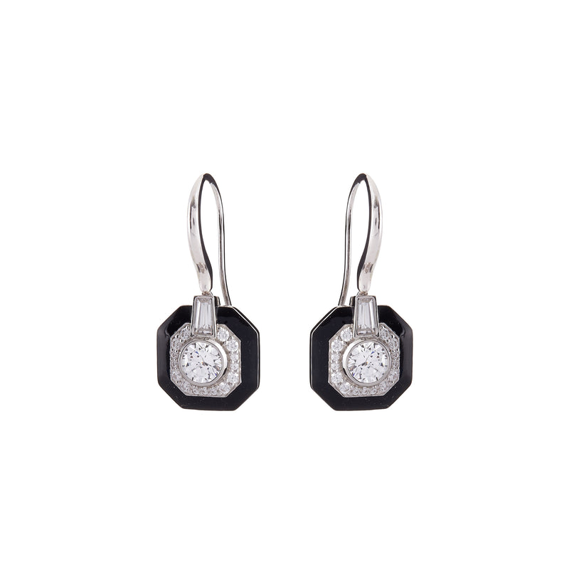 Mason Black & Clear Square Art Deco Earrings