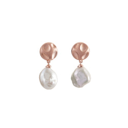 Khloe Keshi Pearl & Matte Rose Gold Earrings