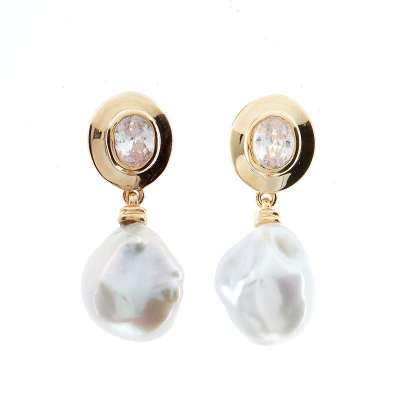 Catherine Keshi Gold Pearl Earrings