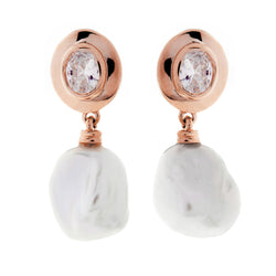 Catherine Keshi Rose Gold Pearl Earrings