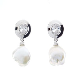 Catherine Keshi Silver Pearl Earrings