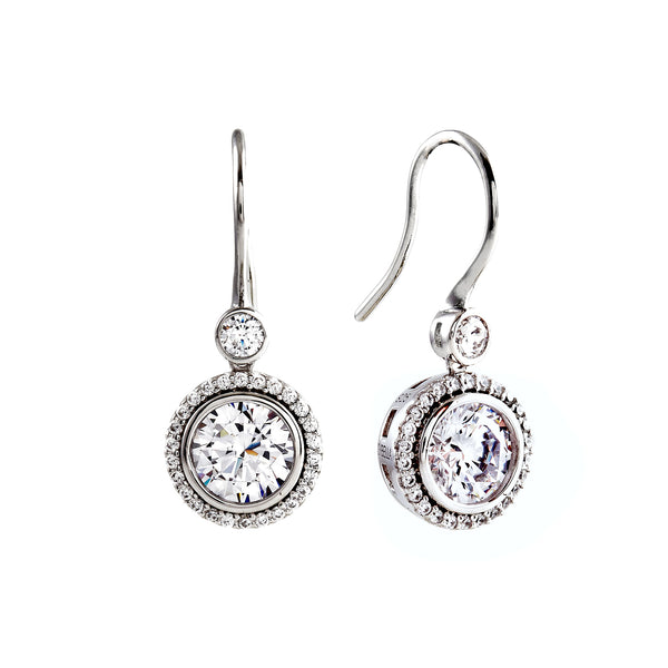 Roxanna Rhodium plate, clear cz Hook Earrings