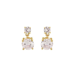 Janie Round Brilliant Gold Drop Earrings