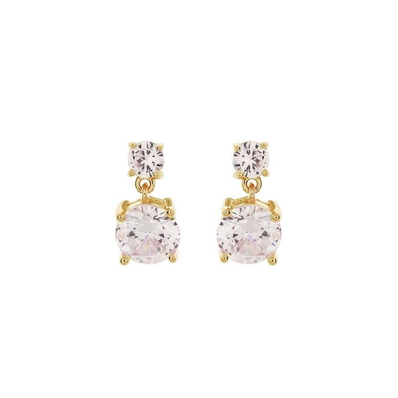 Janie Round Brilliant Gold Drop Earrings