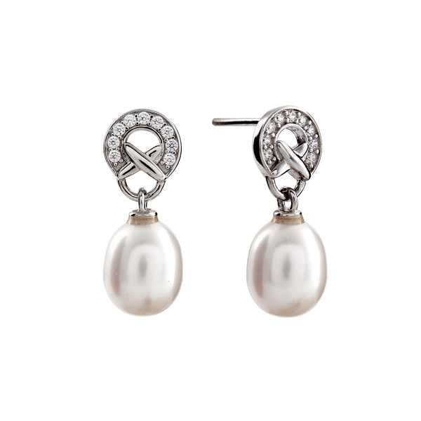 Alisa Freshwater Pearl CZ Drop Earrings