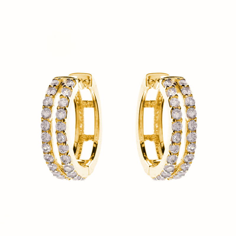 Danya Double Row Gold Hoop Earrings