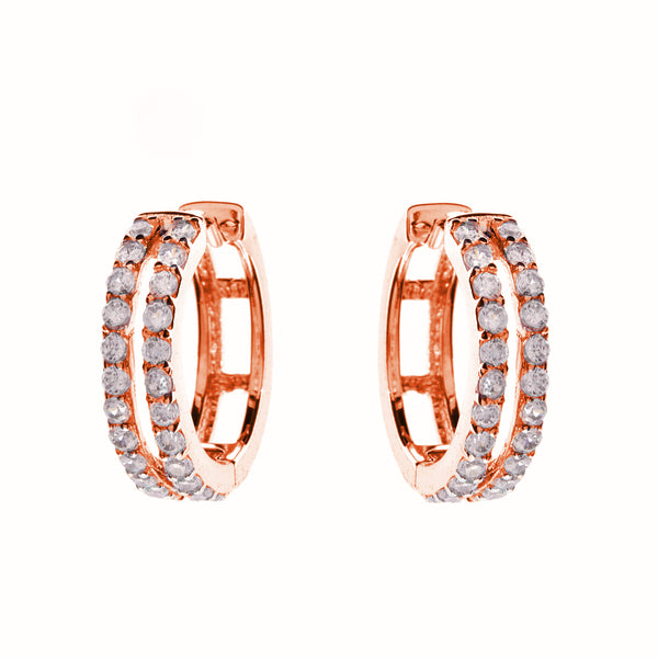 Danya Double Row Rose Gold Hoop Earrings