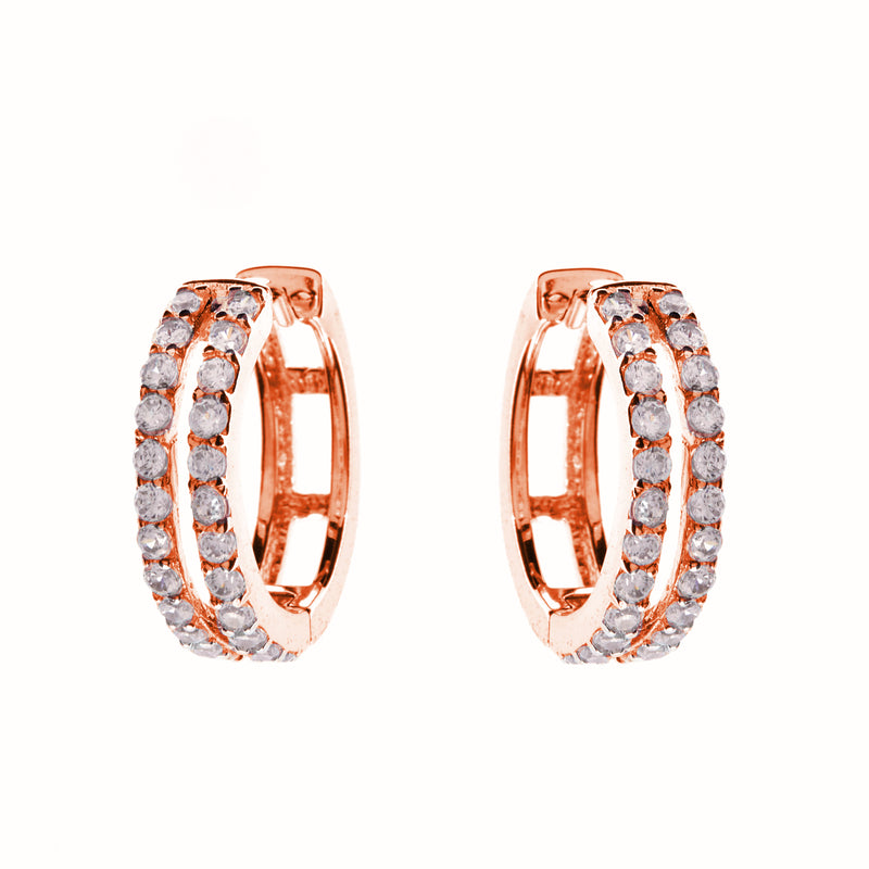 Danya Double Row Rose Gold Hoop Earrings