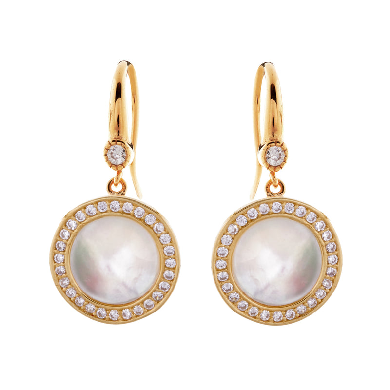 Indi White Pearl & Gold Earrings