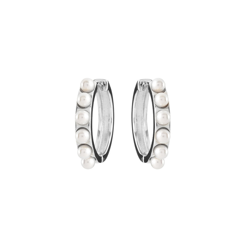 Blake Silver Pearl Hoops