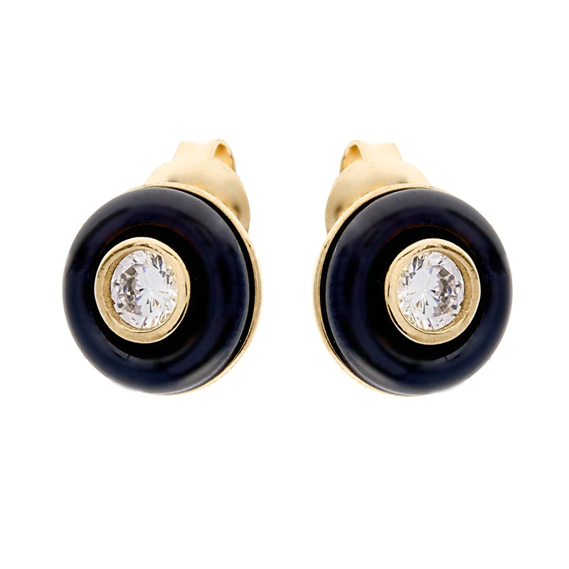 Stacey - black & cubic zironia studs - 3 colours