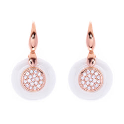 White & Rose Gold Ceramic Hook Earrings