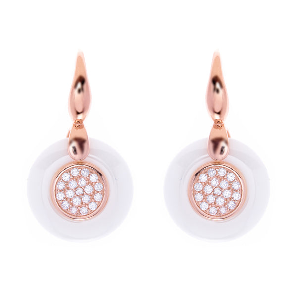 White & Rose Gold Ceramic Hook Earrings