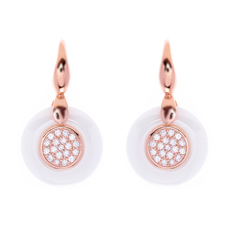 White & Rose Gold Ceramic Hook Earrings