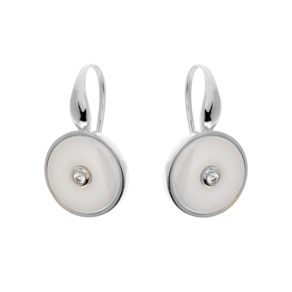 Olivia Rhodium & White Earrings