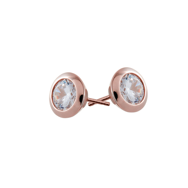 Belle Rose Gold Cubic Zirconia Stud Earrings – Sybella Jewellery