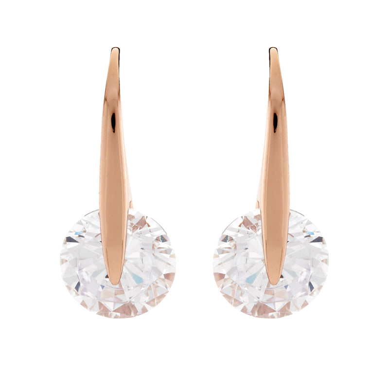 Verity Rose Gold Cz Hook Earrings