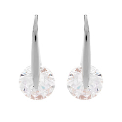 Verity Silver Cz Hook Earrings