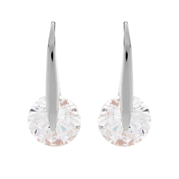 Verity Silver Cz Hook Earrings