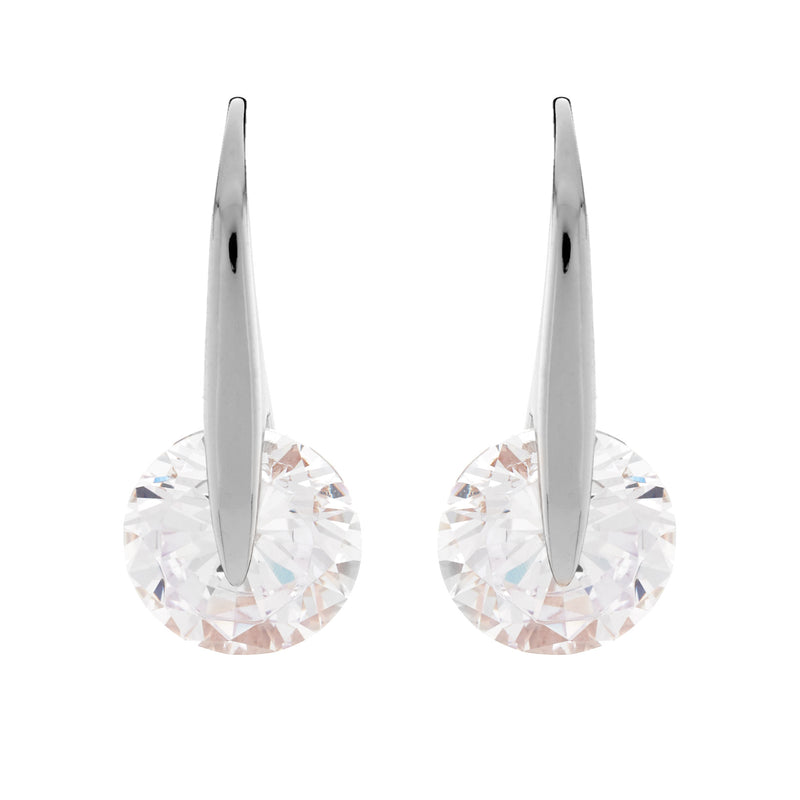 Verity Silver Cz Hook Earrings